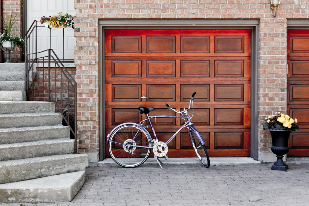 wooden garage door of a house